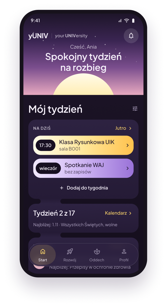Ekran Start: Twój tydzień